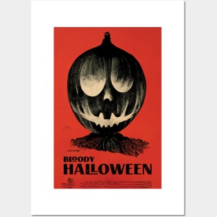 Bloody Halloween. Retro Horror Movie Poster Design Posters and Art